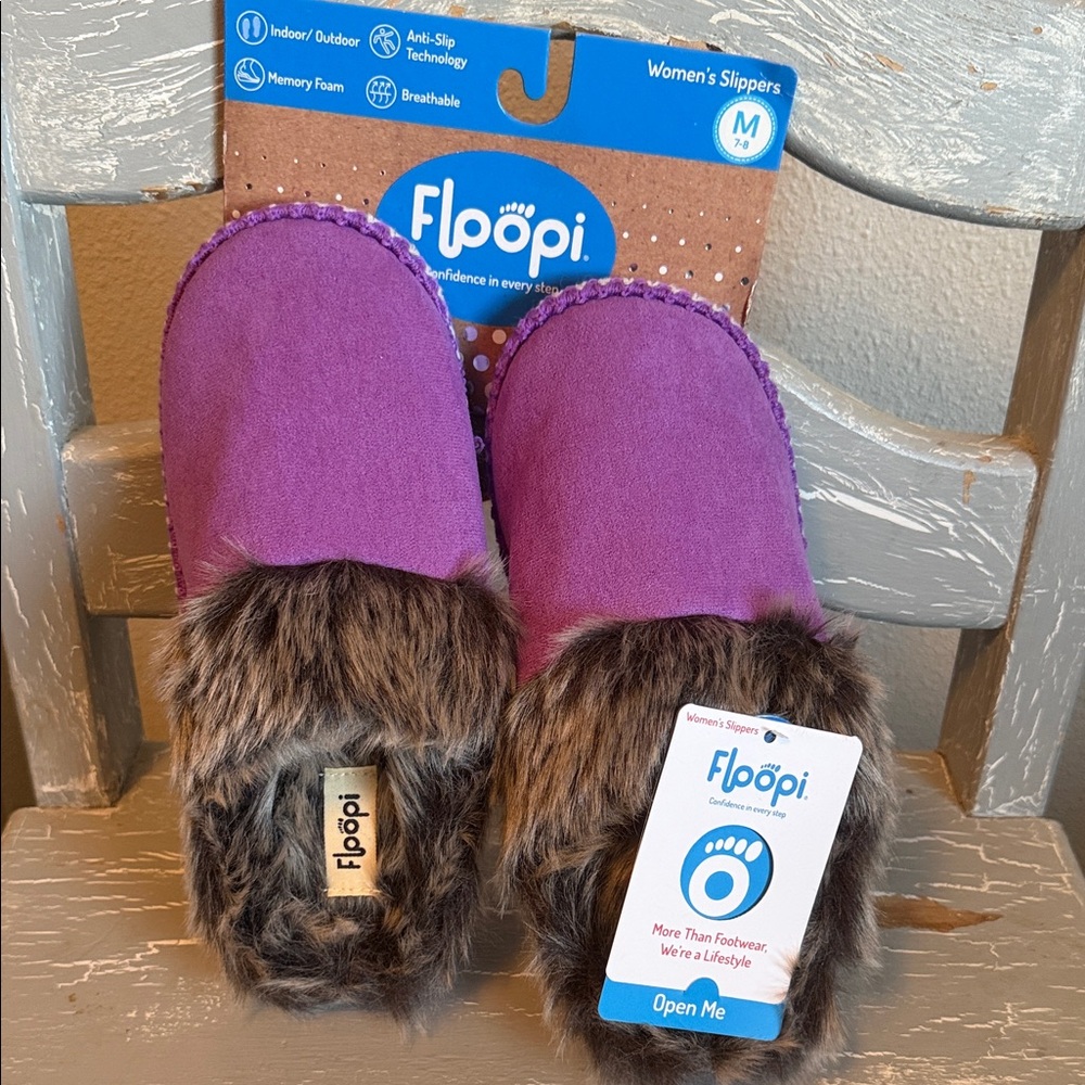 Floopi Women's Purple Faux-Fur Memory Foam Slippers